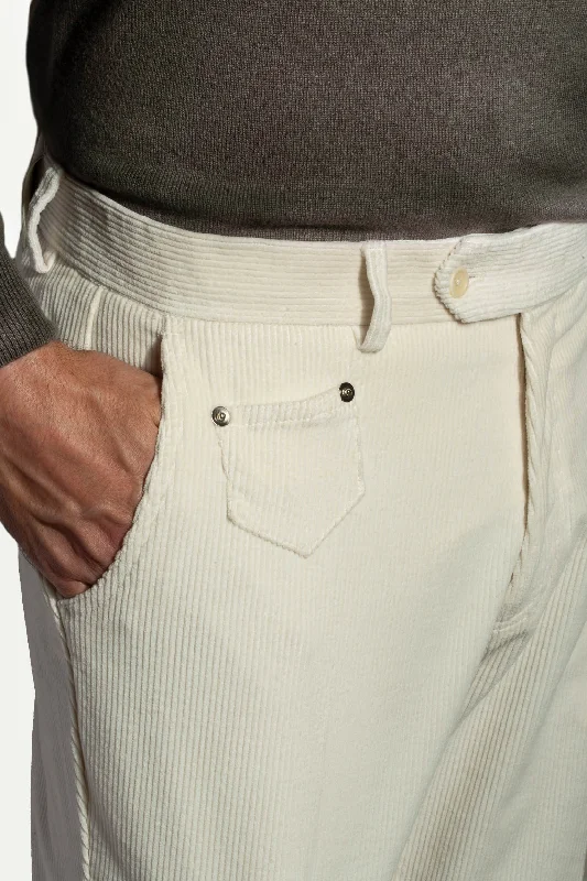 Off-white corduroy Sirmione trousers - Made in Italy