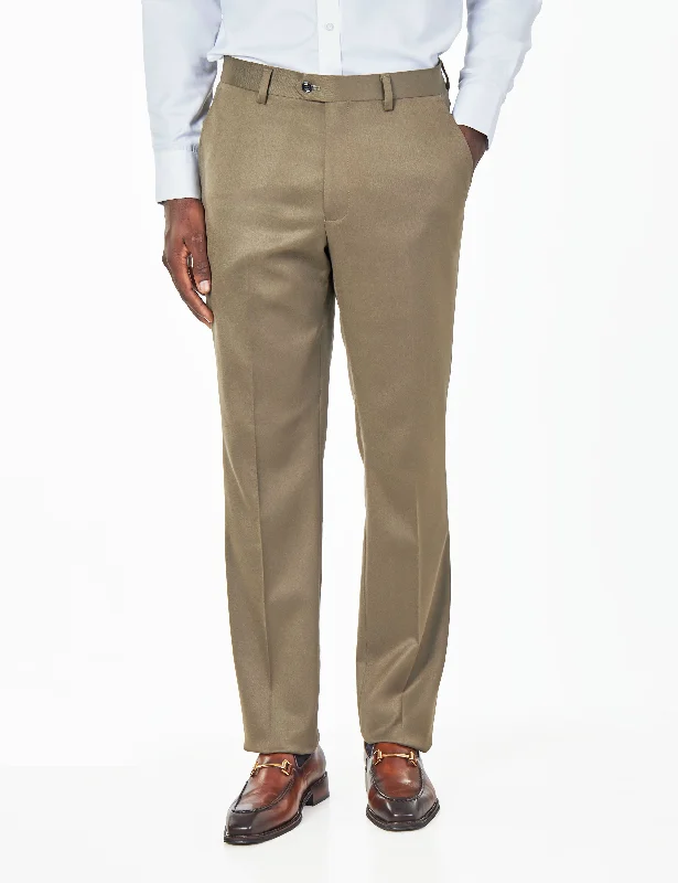 EZRA – KHAKI GREEN TAILORED FIT SUIT TROUSERS