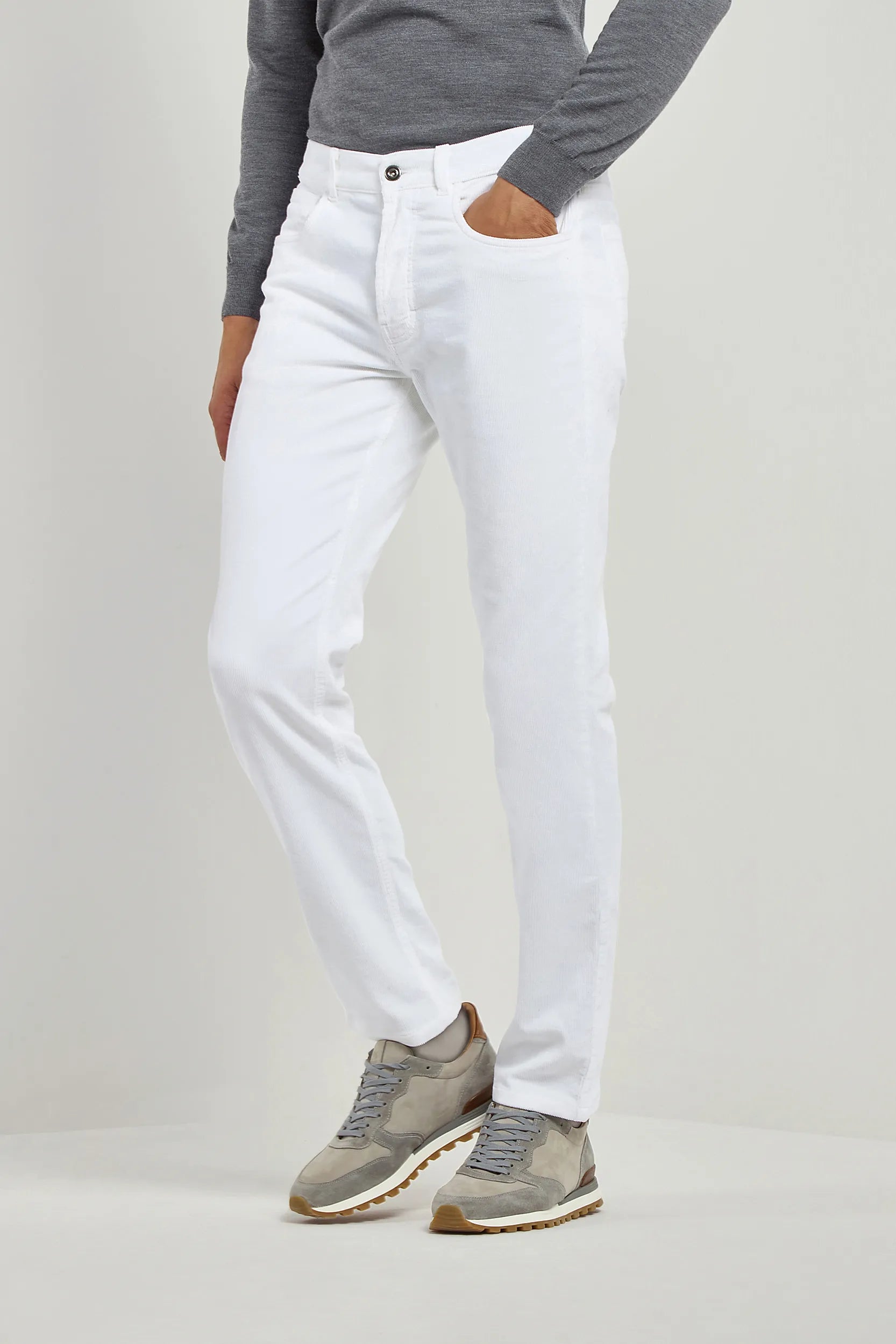 White corduroy 5 Pocket - Made in Italy