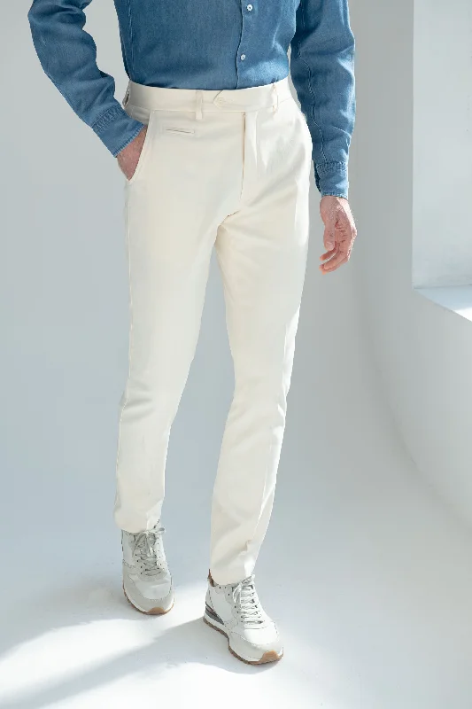 Off-white cotton and cashmere Garda trousers - Made in Italy