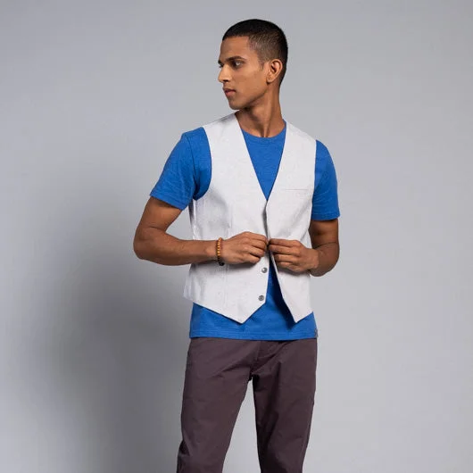 Pebble Beach Light Grey Linen Waistcoat