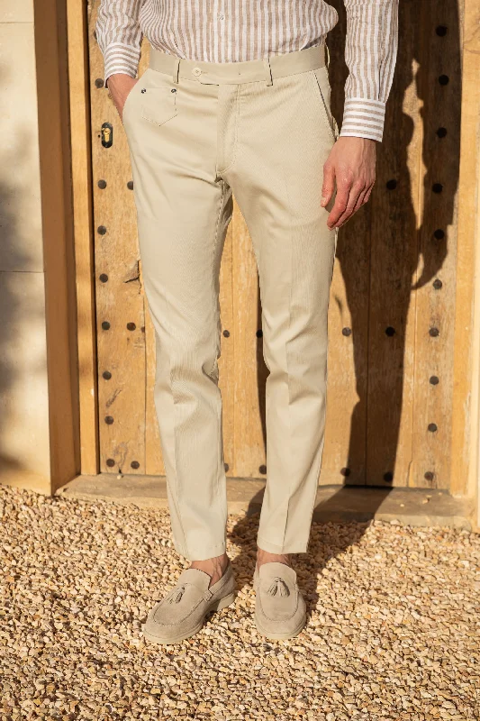 Ecru cotton Sirmione trousers - Made in Italy