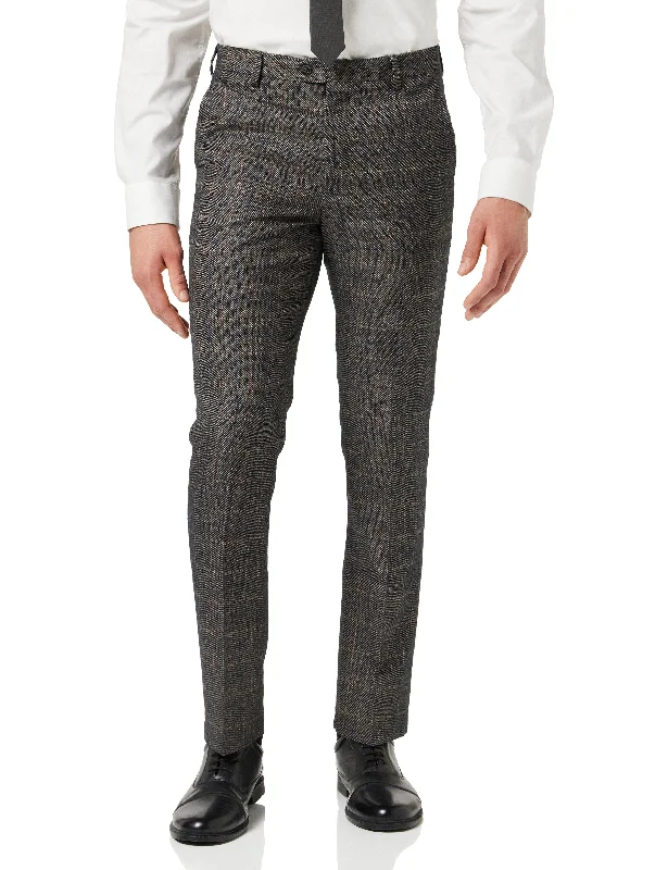 Carey - Mens Brown Herringbone Tweed Check Trouser