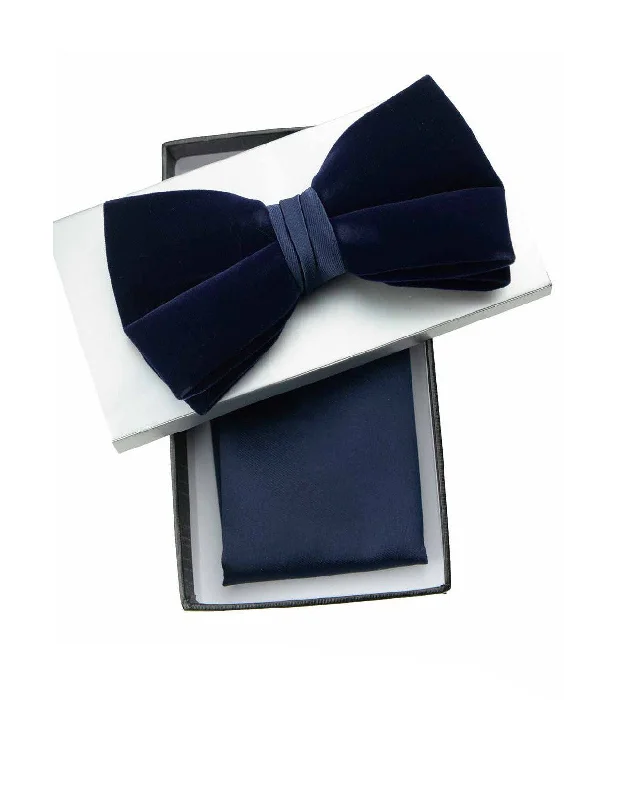 NAVY BLUE VELVET BOW TIE