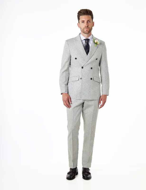 CALIX – Grey Herringbone Double Breasted Tailored Suit