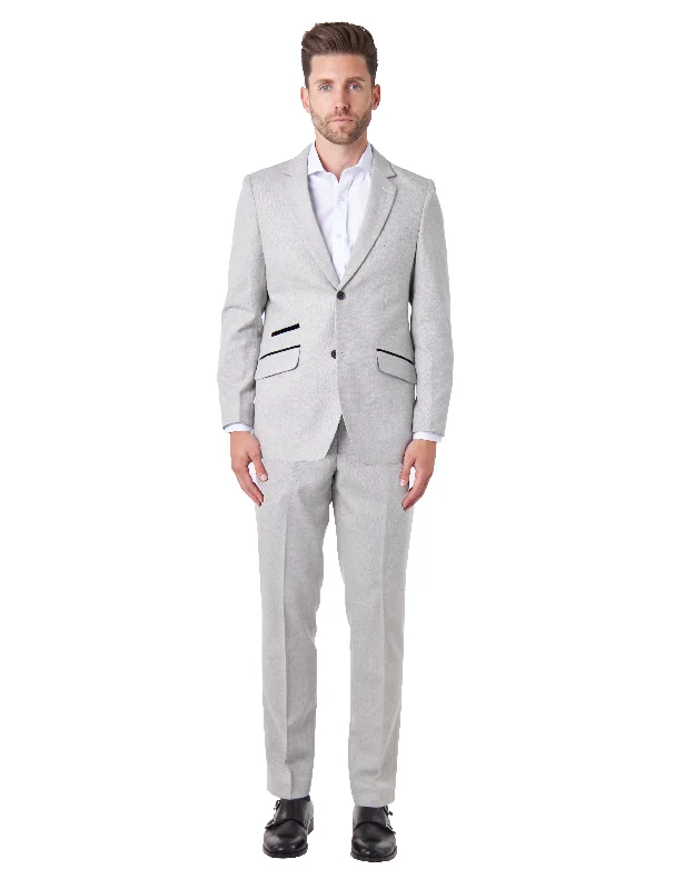 CALIX – Grey Wool Mix Herringbone Tailored 2 Piece Suit