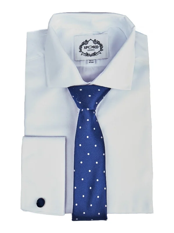 NAVY POLKA DOT NECK TIE SET