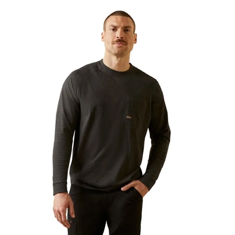 Elegant Men's Dress ShirtsAriat Men's Rebar Cotton Strong Long Sleeve T-Shirt_Charcoal Heather