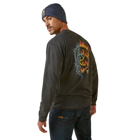 Men's Shirts with Embroidered DesignsAriat Men's Rebar Cotton Strong Shock Fire Long Sleeve T-Shirt