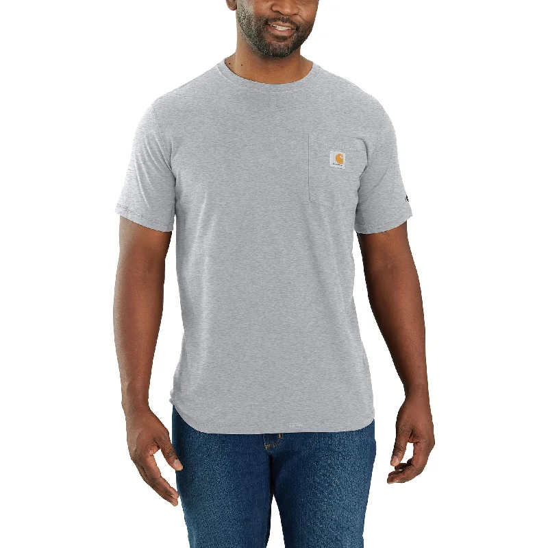 Men's Shirts with Hidden ButtonsCarhartt Men's Force® Relaxed Fit Midweight Short Sleeve Pocket Tee_Heather Grey