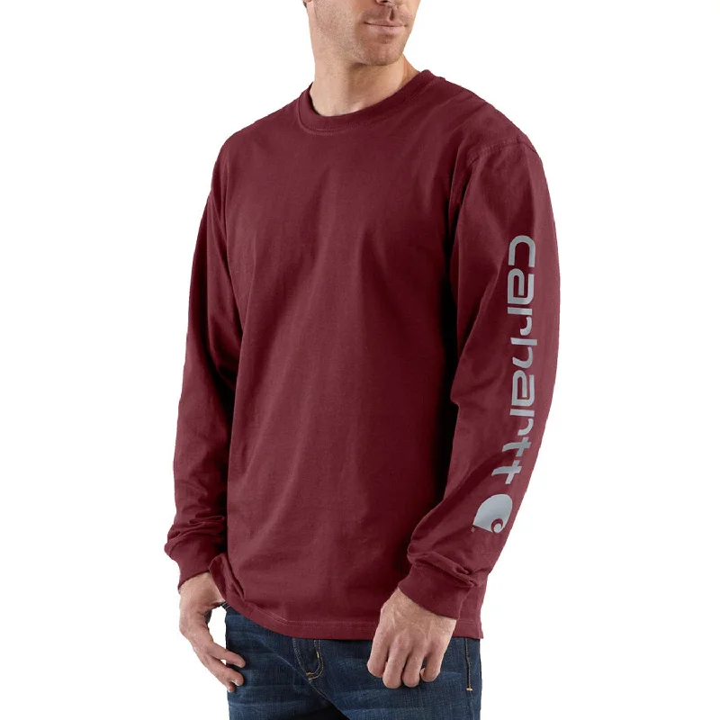 Men's Shirts with Adjustable CuffsCarhartt Men's Signature Logo Long Sleeve T-Shirt_Port