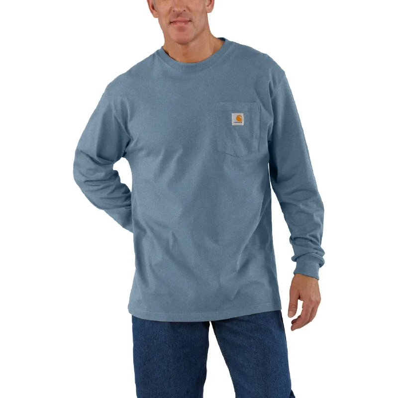 Men's Shirts with Lace-Up HemlinesCarhartt Men's Long Sleeve Pocket T-Shirt_Thundercloud Heather