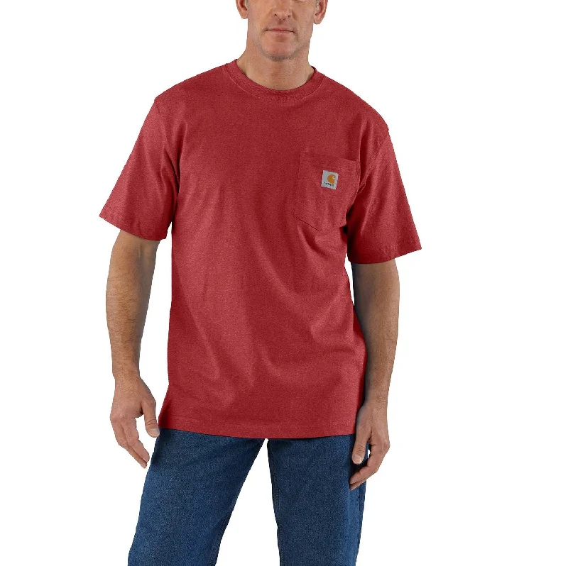 Durable Men's Work ShirtsCarhartt Men's Short Sleeve Pocket T-Shirt_Crabapple Heather