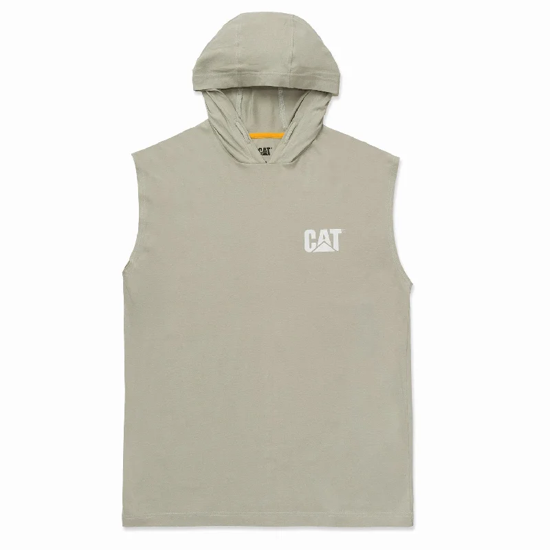 Men's Shirts with Surplice HemlinesCAT Men's Hooded Sleeveless T-Shirt