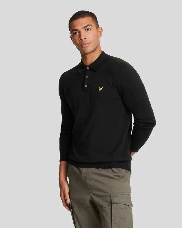 Men's Casual Shirts for Everyday WearCotton Merino Long Sleeve Knitted Polo Shirt