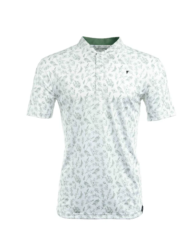 Men's Shirts with Asymmetrical HemlinesSage Floral Blade Polo