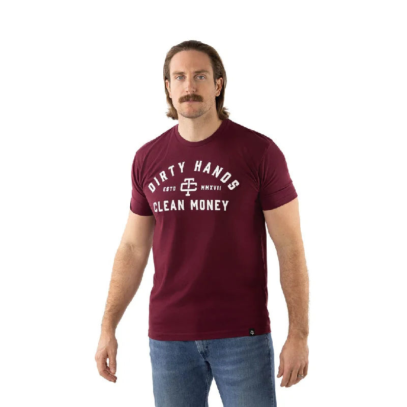 Men's Shirts with Button-Down CollarsTroll Co. Men's "Dirty Hands Clean Money" Short Sleeve T-Shirt_Maroon