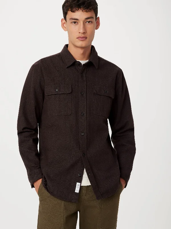 Men's Wingtip-Collar Shirts for a Classic TouchThe Heavy Flannel Shirt in Espresso