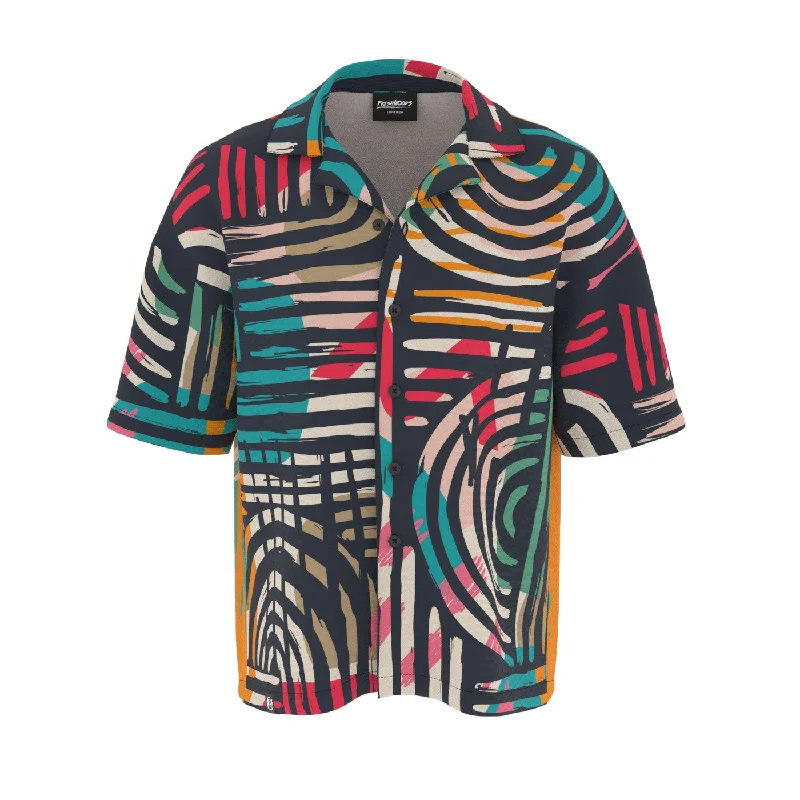 Men's Spread-Collar Shirts for a Bold StatementAbstract Mosaic Oversized Button Shirt