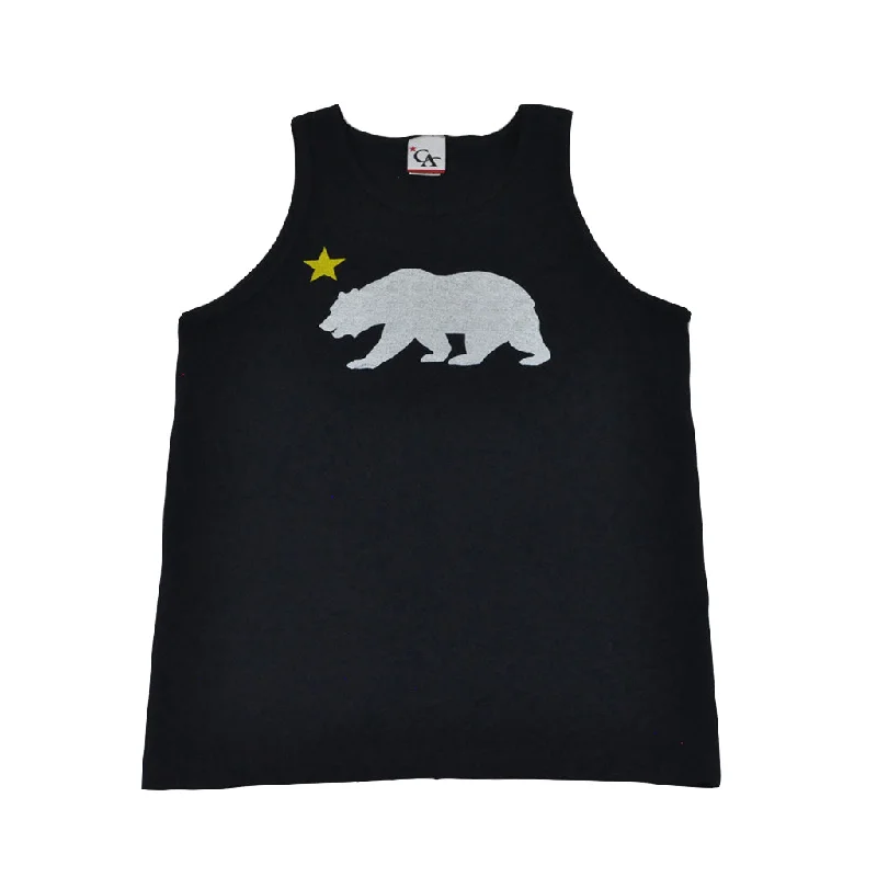 Solid-Colored Men's ShirtsCali Mens Bear Star Tank Top Navy