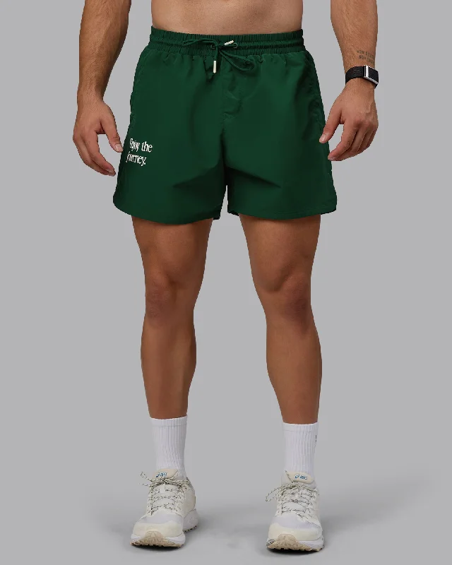 Men's Twill Pants for a Dressy LookEnjoy The Journey 5" Shorts - Deep Emerald-Off White