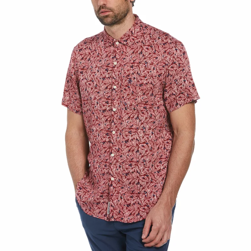 Men's Polo Shirts for Sports and Casual WearHolly Leaf Print Soft Shirt