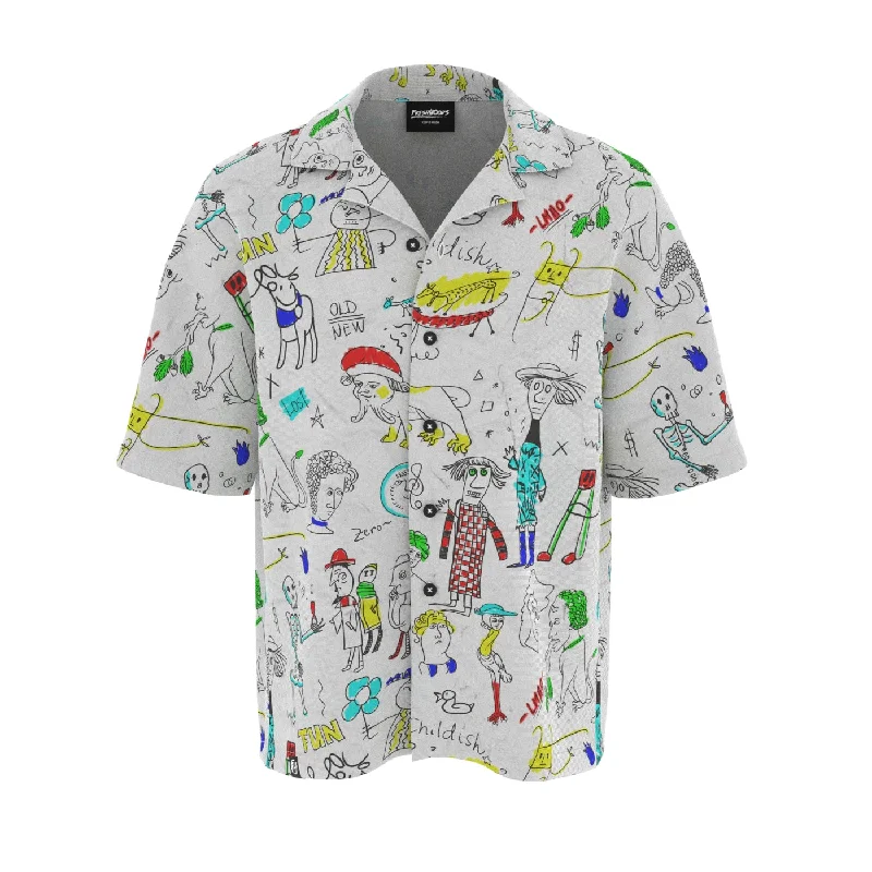 Men's Weekend Shirts for Leisurely OutingsLong Lost Doodles Oversized Button Shirt