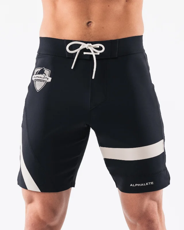 Men's Pants with Logo EmbossmentsAztec Boardshort - Black Linen