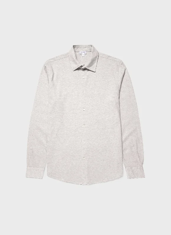 Men's Button-Down Collar Shirts for Staying PolishedMen's Cotton Cashmere Piqué Shirt in Putty Melange