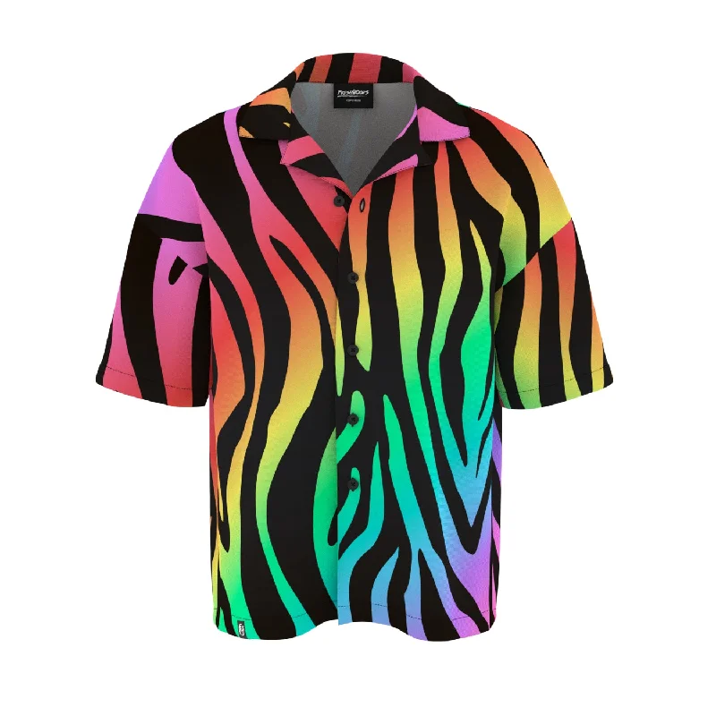 Men's Designer Dress Shirts for High-End FashionNeon Zebra Oversized Button Shirt