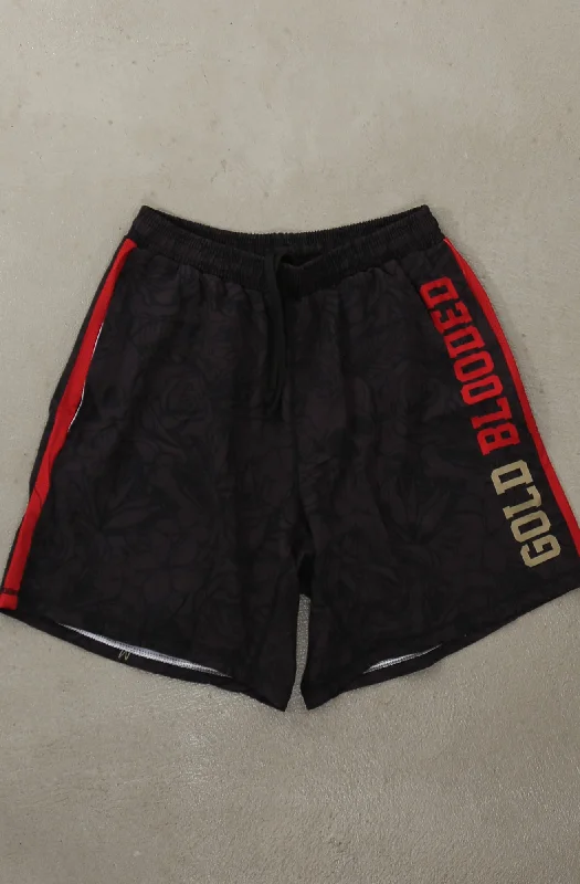 Men's Pants with Cargo PocketsSAVS x Adapt :: Gold Blooded (Men's Black/Red Hybrid Shorts)