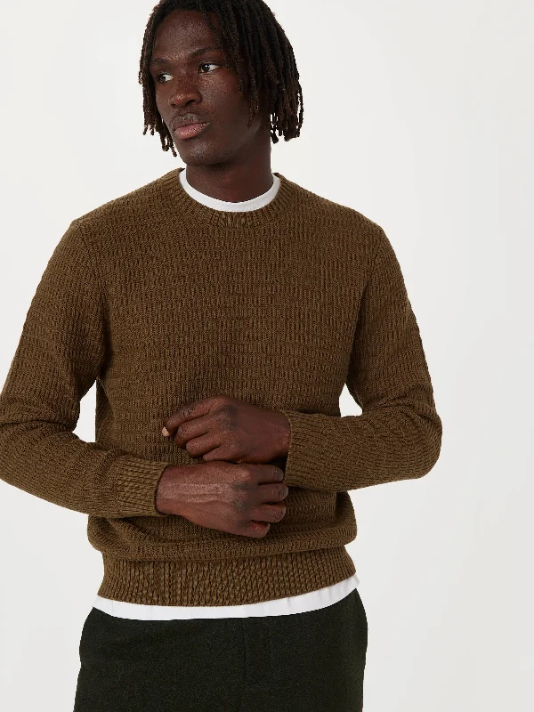 Men's Sweaters with Intarsia DesignsThe Ribbed Crewneck Sweater in Tuscany Green