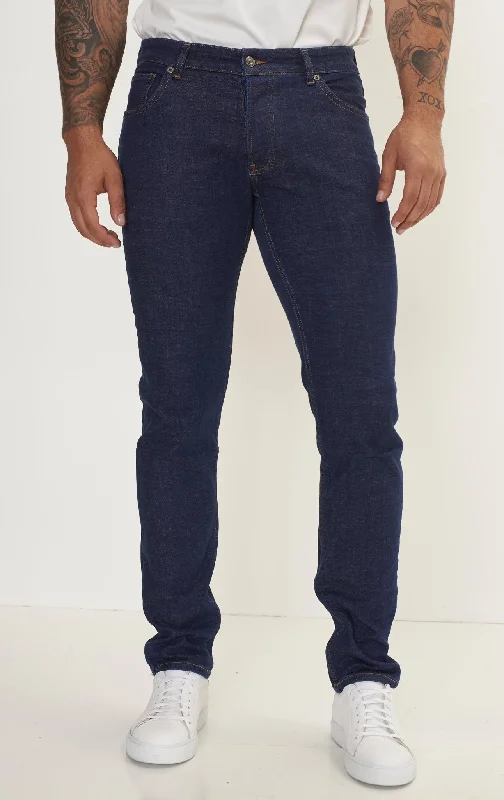 Comfortable Men's JeansFitted Tapered Jeans - Blue