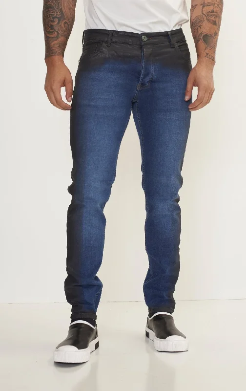 Men's Jeans in Different ColorsSide Waxed Tapered Jeans - Blue