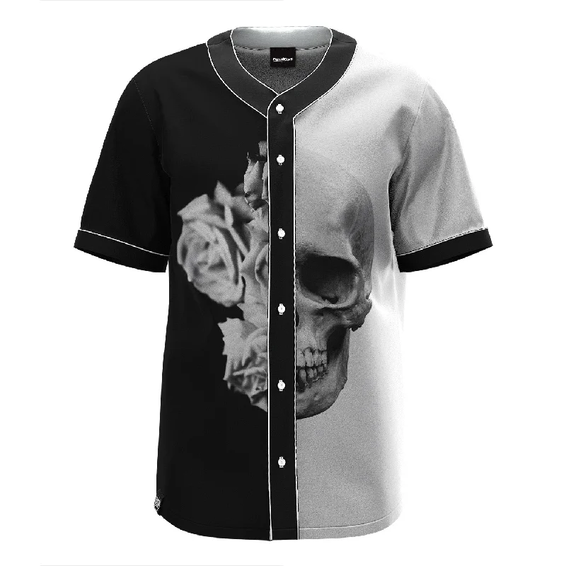 Men's Three-Quarter Sleeved TopsBlack & White Skull Jersey