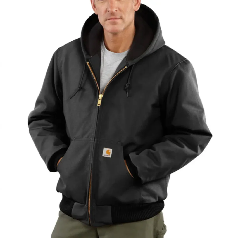 Men's Coats for Everyday WearCarhartt Men's Flannel Lined Firm Duck Insulated Zip Hooded Jacket