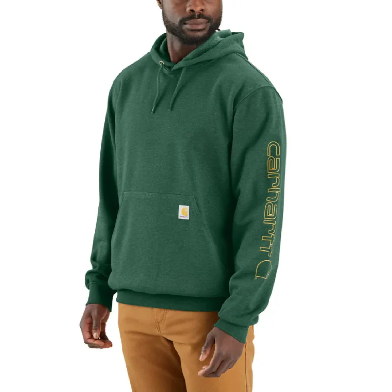 Modern Men's Tech HoodiesCarhartt Men's Signature Logo Hooded Pullover Sweatshirt_Frosted Balsam Heather