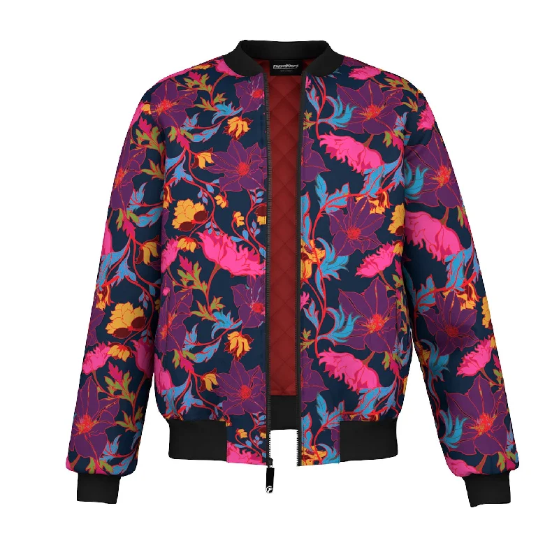 Men's Coats with HoodsFairy Tale Night Floral Bomber Jacket