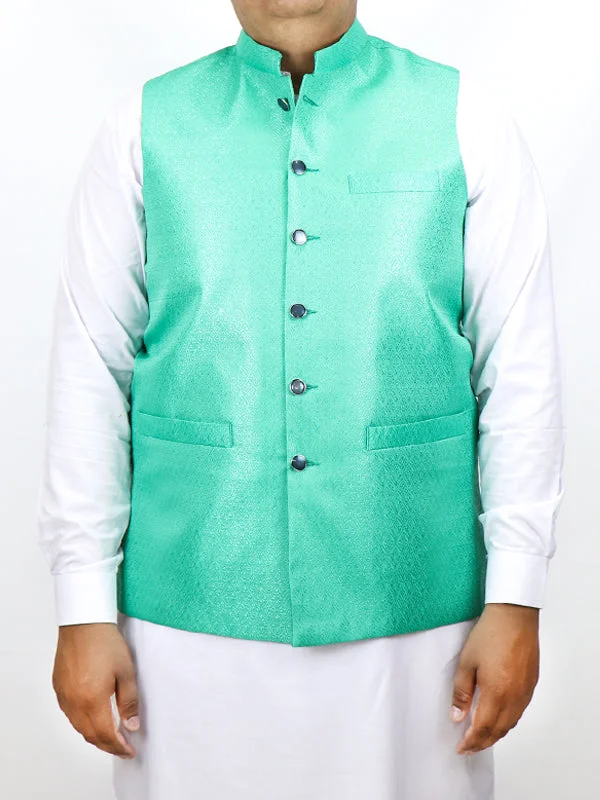 Elegant Men's Wool CoatsFestive Waistcoat for Men Goblin Green