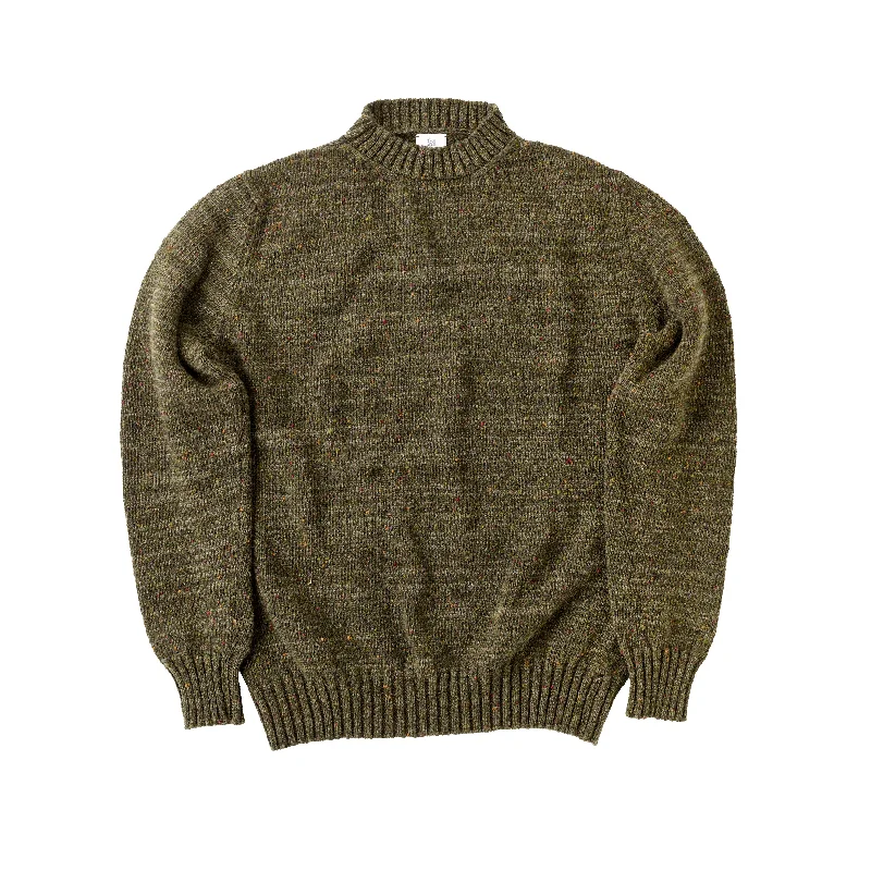 Men's Sweaters with Pockets and ZippersFOX x CORGI Green Donegal Wool Classic Crew Pullover