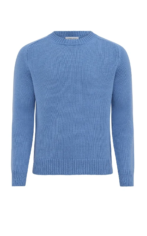 Men's Sweaters with Button-Up CollarsFrancesco Knit Sweater in Light Blue Denim Cashmere