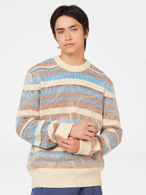 Men's Sweaters with Hooks and LoopsB by Ben Sherman Stripe Knit Sweater - Ivory