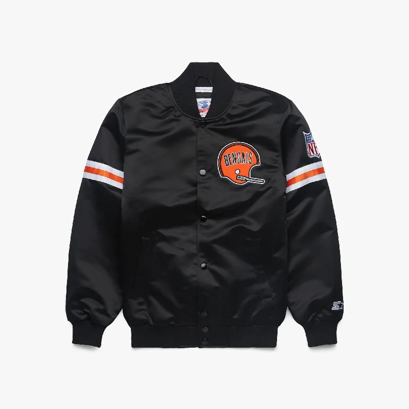 Men's Coats for Big and TallHOMAGE X Starter Bengals Heavyweight Satin Jacket