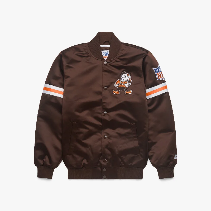 Comfortable Men's ParkasHOMAGE X Starter Browns Heavyweight Satin Jacket