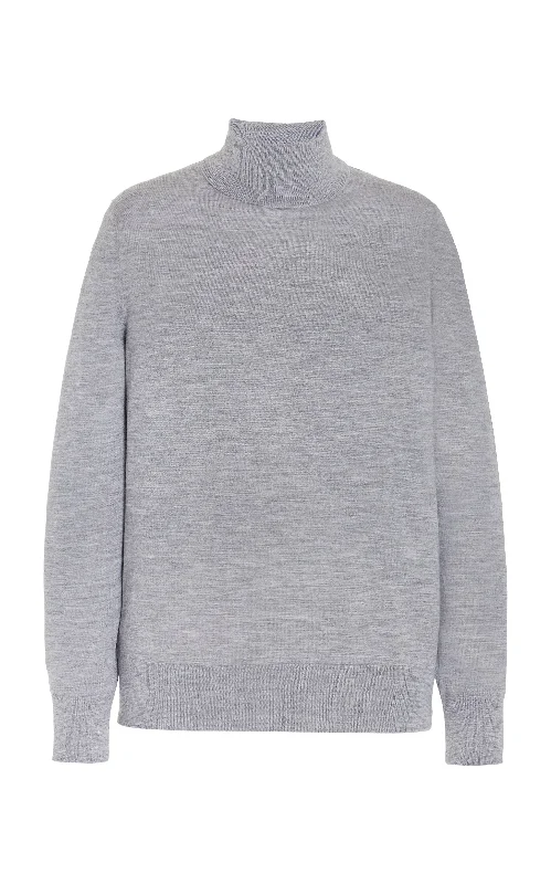 Men's Sweaters with Adjustable HemlinesJermaine Knit Turtleneck in Heather Grey Merino Wool