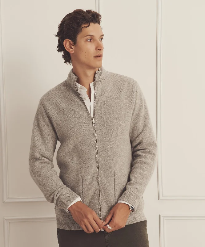 Men's Sweaters with Belt LoopsSuper Luxe Cashmere Double Faced Full Zip