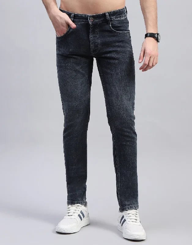 Hipster Men's JeansMen Blue Solid Skinny Fit Denim