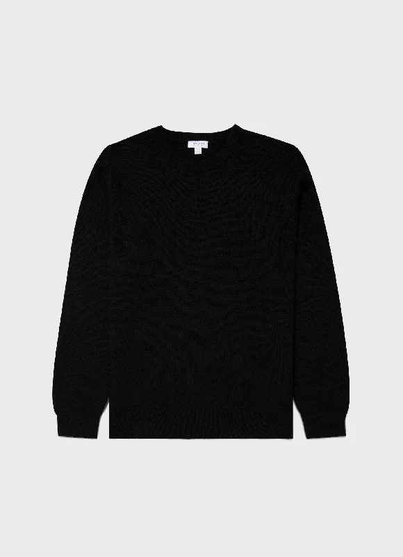 Men's Sweaters with BeadsMen's Cashmere Crew Neck Jumper in Black