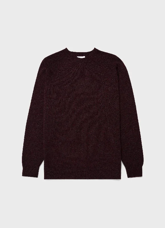 Men's Sweaters with Embroidered DesignsMen's Lambswool Crew Neck Jumper in Port Twist