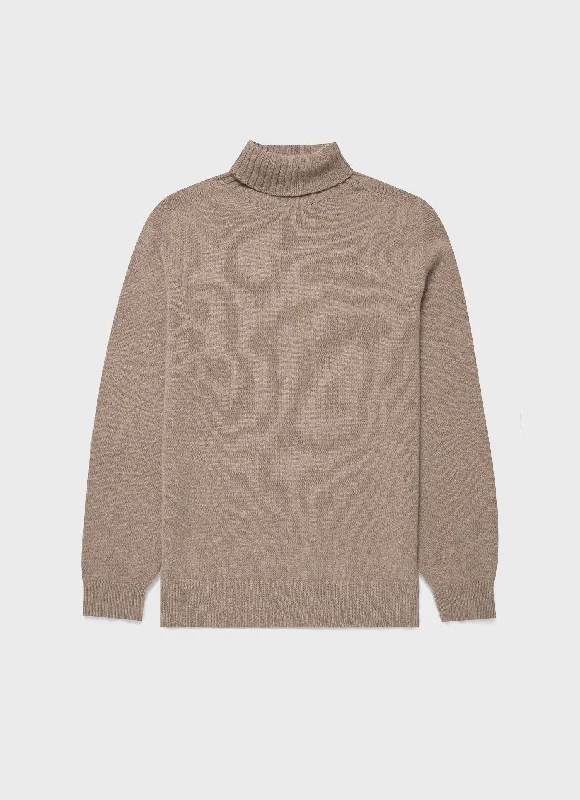 Men's Sweaters with Fold-Over CuffsMen's Lambswool Roll Neck in Sandstone